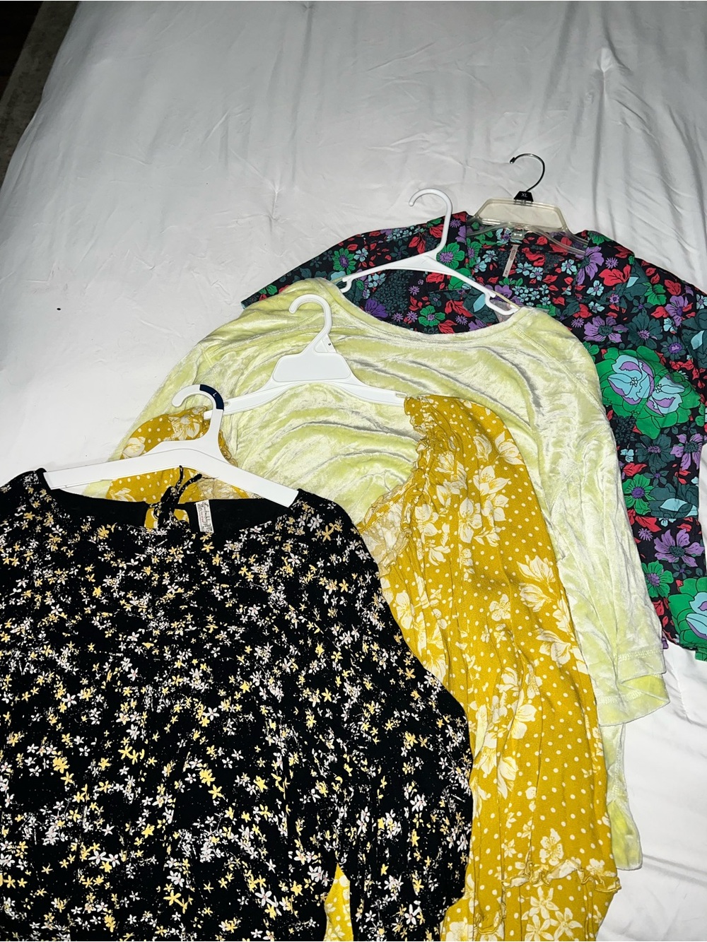 Free People Mixed Floral & Solid Women’s Tops - Black, Yellow, Green, Purple